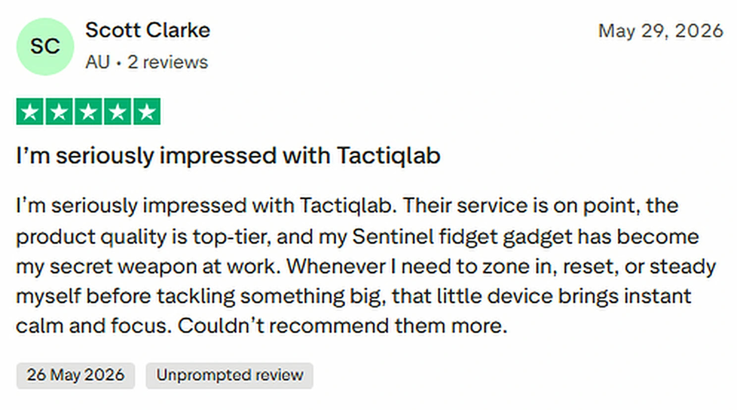TACTIQLab. customer review on Trustpilot